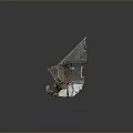 Dilapidated Old Thatched House With Weathered Roof And Broken Wooden Structure