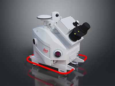 Leica Binocular Microscope With White Body And Black Eyepieces For Laboratory Use 3d model