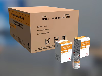 Medical Supplies Packaging Carton Box With Glass Vial And Product Boxes 3d model
