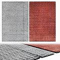 Gray and Red Square Rugs with Textured Patterned Design for Home Decor 3d model
