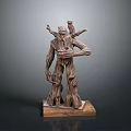 Mythical Tree Creature And Character Wooden Sculpture With Humanoid Form And Twisted Branches