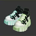 Stylish Black And White Shoes With Thick Sole And Unique Strap Design For Daily Wear