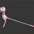 Pink Fantasy Creature With Cat Ears Big Blue Eyes And Standing Pose