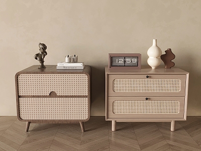 Quiet Rattan Bedside Cabinet Antique Rattan Bedside Cabinet Drawer Type Rattan Bedside Cabinet 3d model