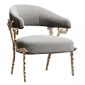 Elegant Accent Chair With Beige Upholstery And Gold Carved Frame