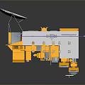 Detailed Satellite Model Featuring Yellow Body Purple Solar Panels And White Antenna