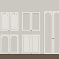 White Cabinet Doors With Various Designs Arched Glass And Rectangular Frames 3d model