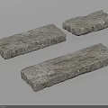 Three Natural Gray Textured Rectangular Stone Slabs For Decorative Building Applications