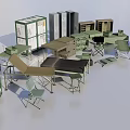 Green Medical Dining Chairs With Metal Frame Fabric Seats And Healthcare Tables