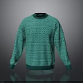 Comfortable Teal Sweater With Geometric Pattern For Casual Everyday Wear