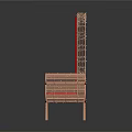 Elegant Chair with Red Seat Backrest and Intricate Golden Frame Design