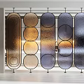 Elegant Modern Glass Partition Featuring Circular And Oval Patterns In Interior Design 3d model