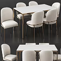 Modern Dining Table Set With Upholstered Chairs And Metal Frame Design 3d model