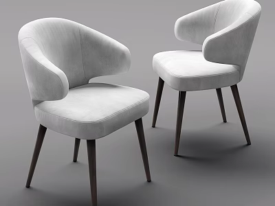 Light Gray Upholstered Leisure Chairs With Curved Arms And Dark Wooden Legs Modern Design 3d model