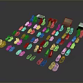 Assorted Women's and Men's Shoes in Various Styles and Colors Arranged Neatly with Boxes