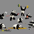 Active Reptiles Showing Diverse Poses With Sports Equipment And Playful Actions