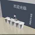 Modern Lobby Reception Desk With Marble Top Welcome Sign And 3D Model Design