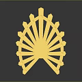 Decorative Golden Fan Shaped Geometric Structure With Interlocking Strip Components