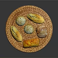 Fresh Homemade Bread Varieties on Wicker Tray With Different Shapes and Colors