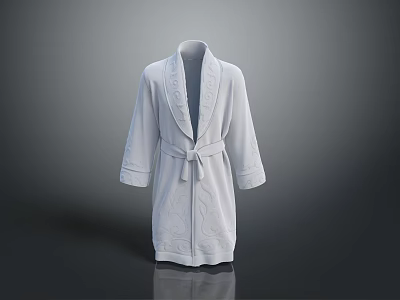 White Robe Wearing Pet Dog in Cozy Indoor Living Space 3d model