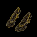 Elegant White Women's High Heel Shoes With Black Trim And Yellow Soles