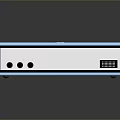 Electronic Device In Blue With Modern Design Red Accent And Multiple Ports