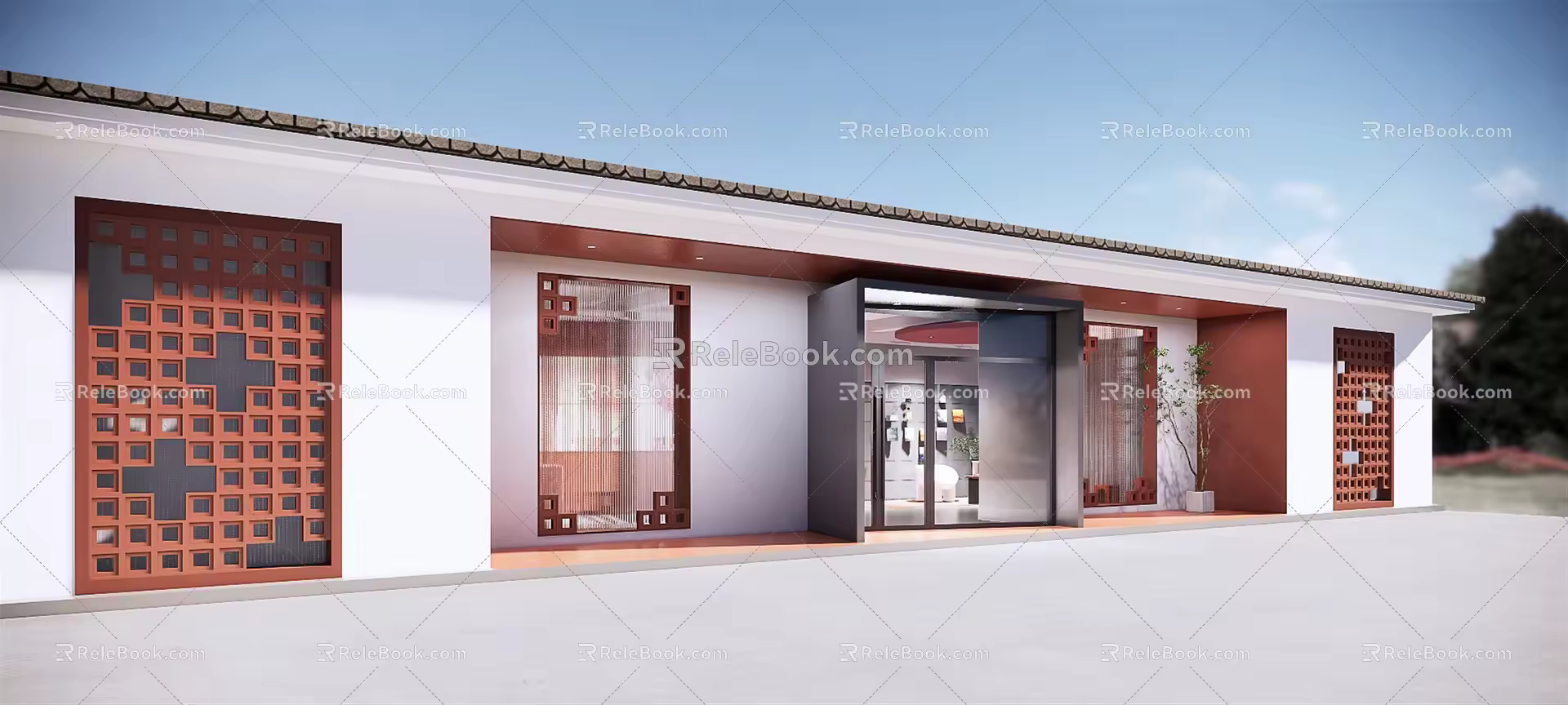 modern architecture building facade 3d model
