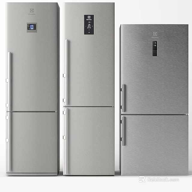 Stainless Steel Refrigerators and Freezers with Modern Multi Door Design for Home Kitchen 3d model 