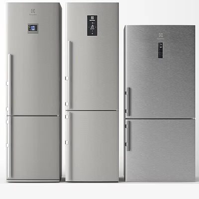 Stainless Steel Refrigerators and Freezers with Modern Multi Door Design for Home Kitchen 3d model