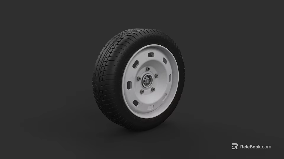 Car Wheel Featuring Black Rubber Tire And Silver Alloy Rim Design 3d model 