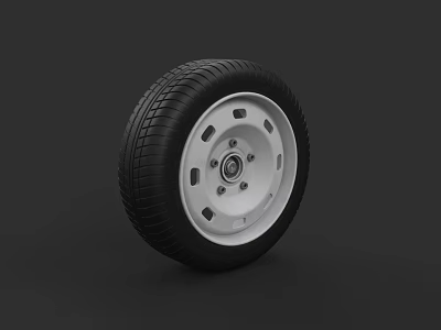 Car Wheel Featuring Black Rubber Tire And Silver Alloy Rim Design 3d model