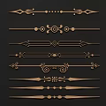 Golden Carved Decorative Borders With Various Ornate Patterns And Intricate Designs