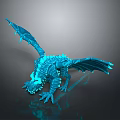Blue Scaled Fantasy Dragon Character as Luminous Winged Creature with 3D Model Details