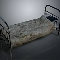 Single Bed With Metal Frame And Floral Pattern Quilt Black Pillow 3d model