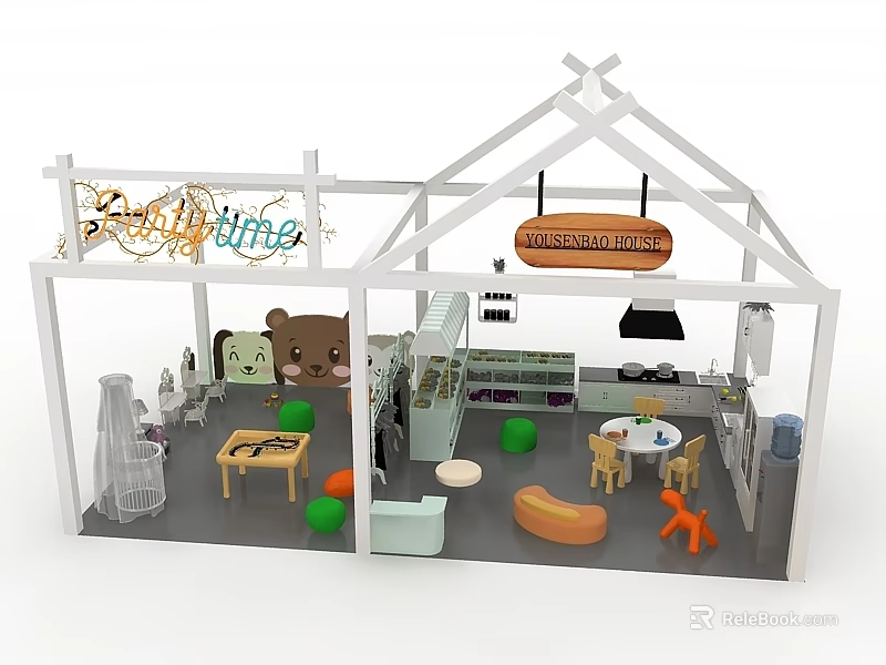 Swing Door Design For Exhibition Booth With Wine And Bakery Coffee 3d model 