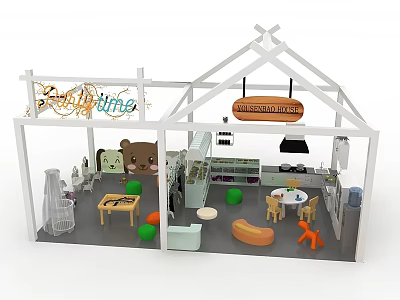 Swing Door Design For Exhibition Booth With Wine And Bakery Coffee 3d model