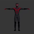 Spider Man 3D Model In Black Red Costume With Spider Logo And Outstretched Arms
