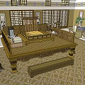Traditional Chinese Ancient Architecture Interior With Wooden Structure Hanging Lanterns And Furniture