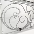 Decorative Fence with Golden Curved Patterns and Dark Brown Supports