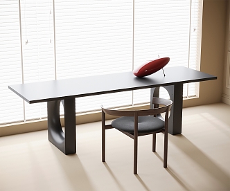 Modern Desk Chair Desk Single Chair Venetian Blinds 3d model