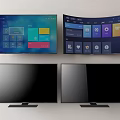 Two Modern Smart Televisions With Curved And Flat Screens Colorful App Icons And Interfaces