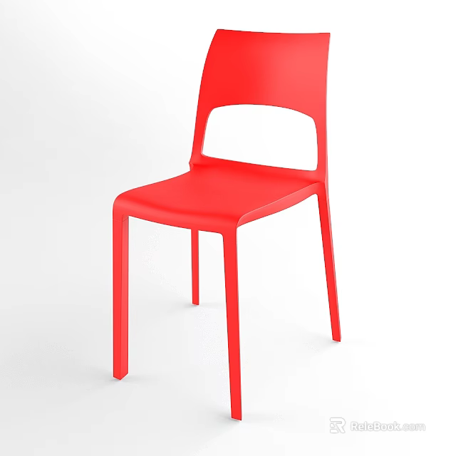 Red Modern Office Chair Featuring Sleek Backrest Design And Sturdy Four Legged Structure 3d model