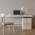 Simple Desk Drawer Type Desk and Chair Combination Laptop Table Lamp Reading Lamp Pen 3d model