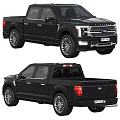 Black Ford F-150 Lariat Stylish Pickup Truck Front And Rear Views