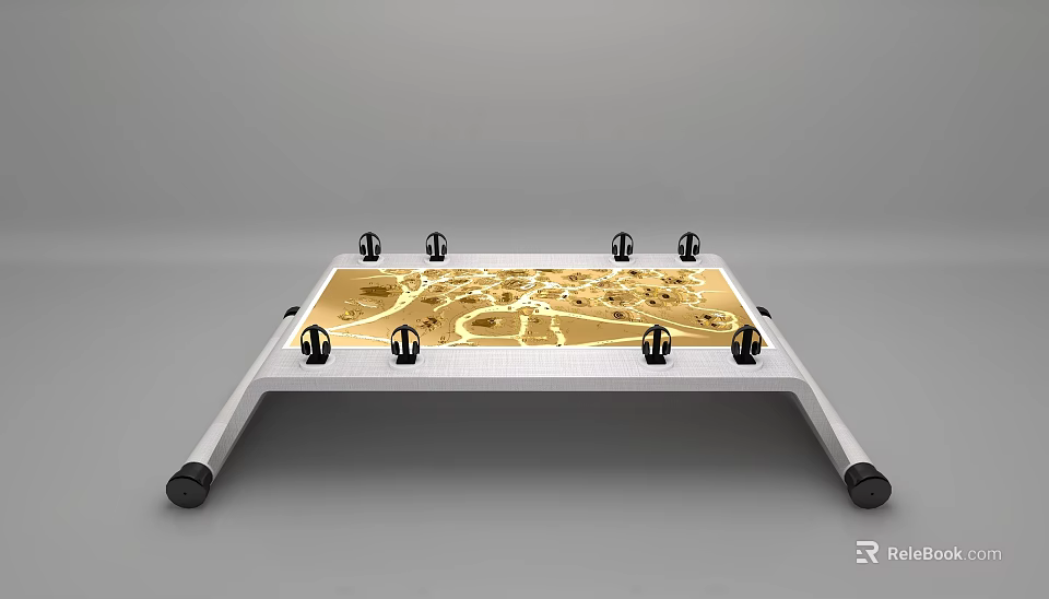 Versatile All in One Machine with White Stand Yellow Panel Map Pattern and Black Wheels 3d model 