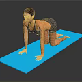 Woman Exercising On Blue Mat With Hands And Knees Position At Home