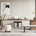 Tea table and chair combination 3d model