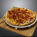 Delicious Pepperoni Pizza Topped With Onions Cheese And Tomato Sauce On Wooden Tray