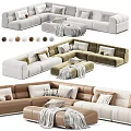 Comfortable Modern Sectional Sofa in Various Colors with Cushions and Ottoman