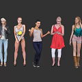 Modern multiplayer female model figure 3d model